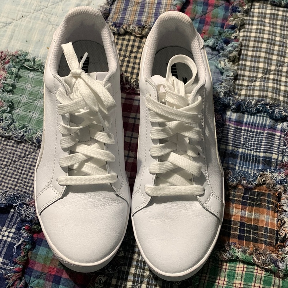 Puma white sneakers, size 7.5, worn once.